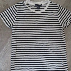 Forever 21 Black White Striped Tee Shirt Small (K324)
